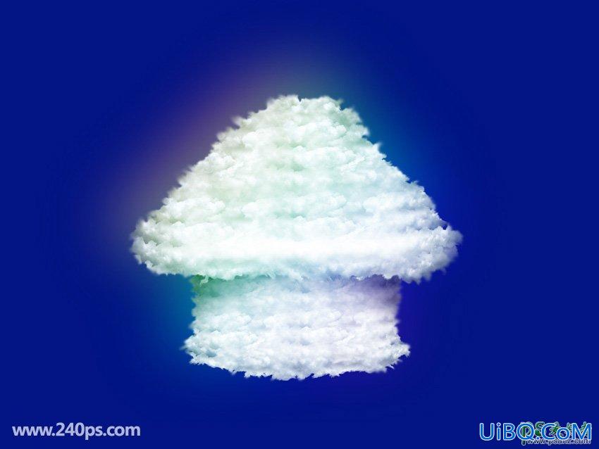PS合成一个创意可爱的云彩蘑菇失量素材图，漂亮的云彩蘑
