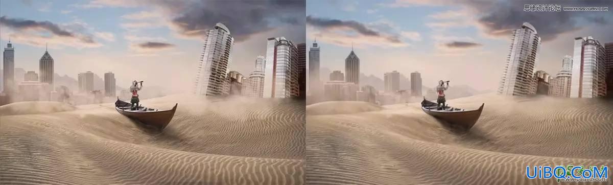 PS合成被沙丘淹没的城市，创意个性的城市末日场景效果图
