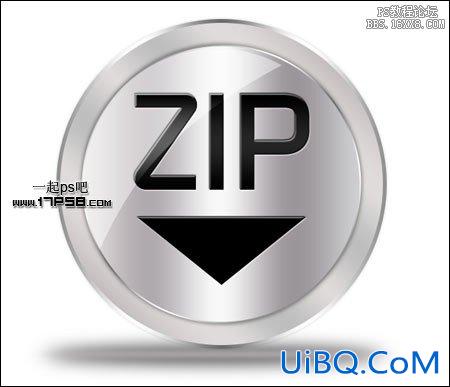 用ps制作金属质感ZIP按钮