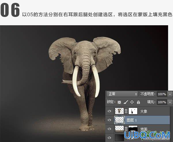 PS创意合成被沙风化的大象图片，砂质化的大象效果图