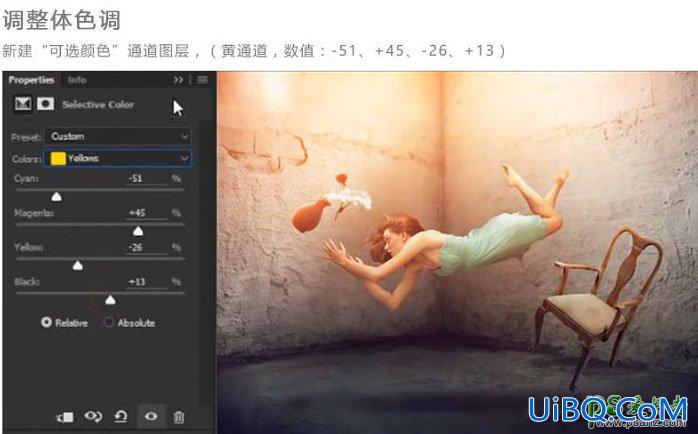 PS图片合成教程实例：创意合成美女凌空接花瓶的场景图片