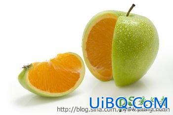 Ps水果图片创意合成教程：把苹果与橘子进行溶图处理制作橘子心苹