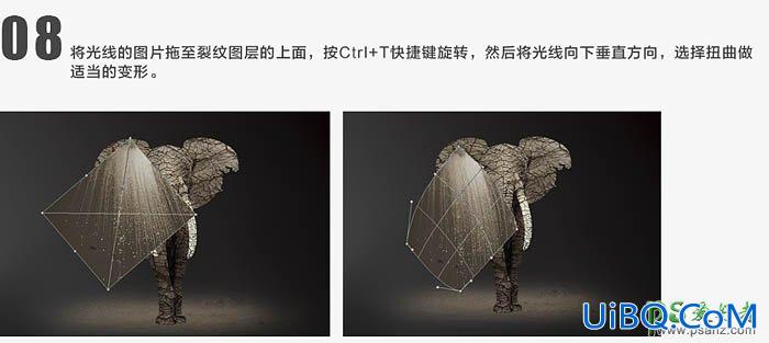 PS创意合成被沙风化的大象图片，砂质化的大象效果图