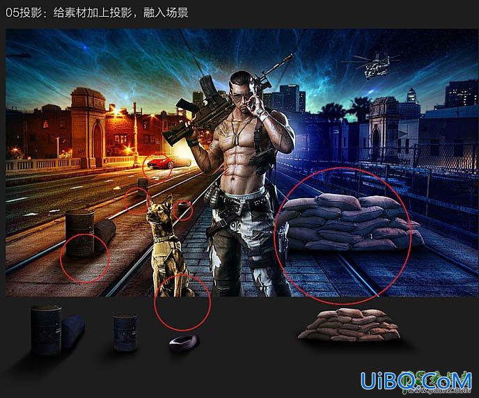 Ps合成教程：学习用肌肉男人像照片创意合成出现代战争电影海报