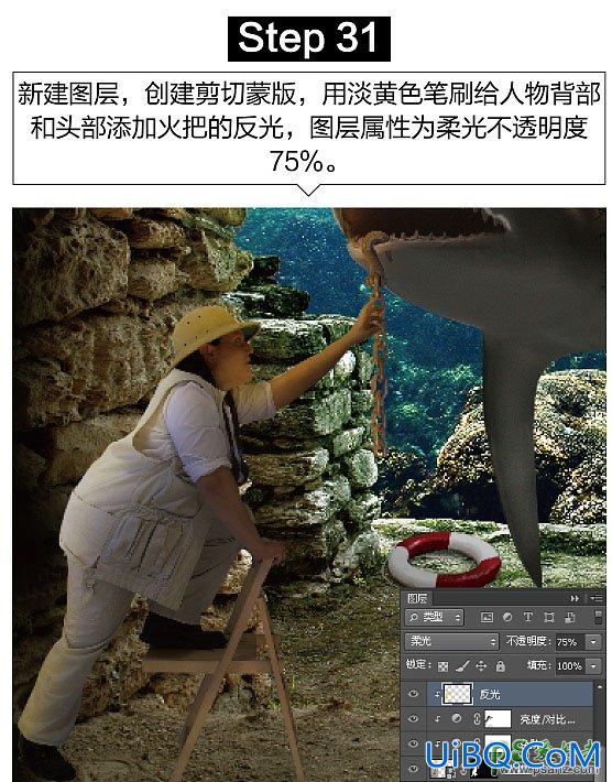 PS创意合成众水族馆中钻出的大鲨鱼特效图片