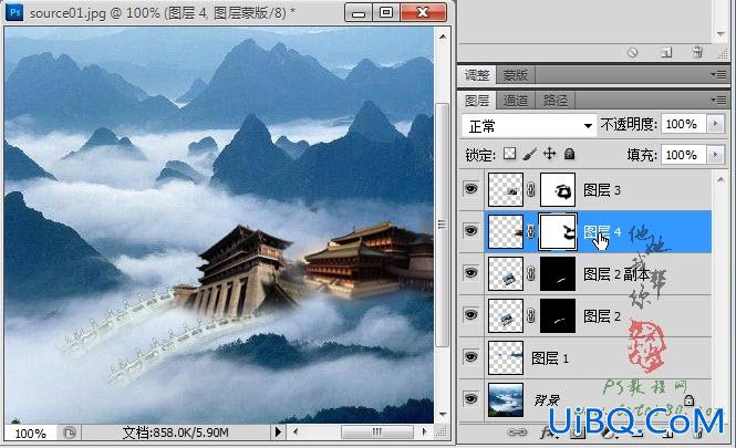ps合成传说中的天宫图
