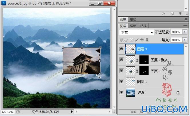 ps合成传说中的天宫图