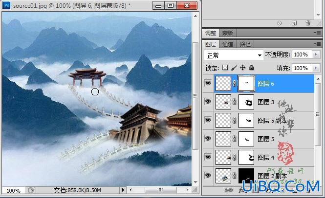 ps合成传说中的天宫图