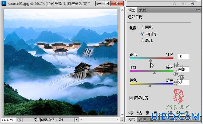 ps合成传说中的天宫图