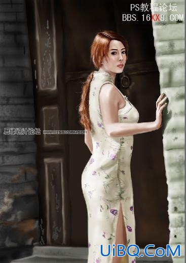 PS教程:手绘中国风的旗袍美女
