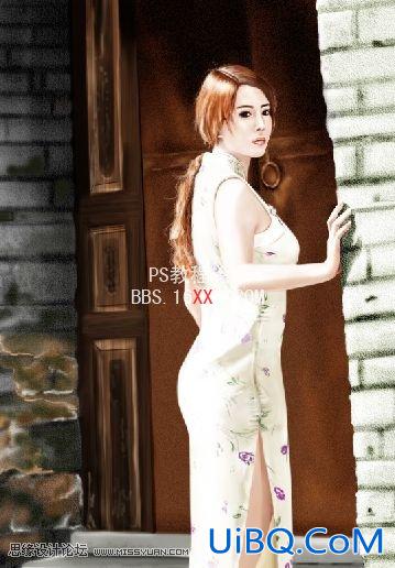 PS教程:手绘中国风的旗袍美女