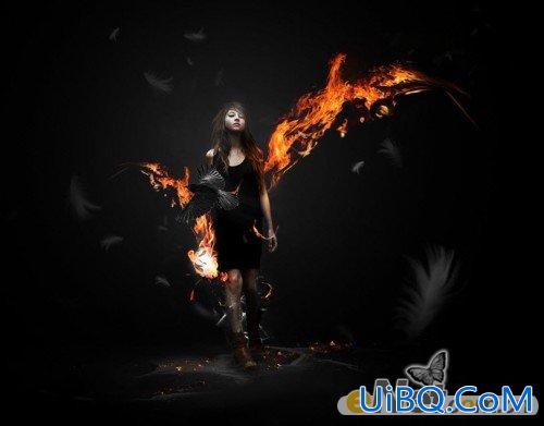 ps合成烈火美女效果图
