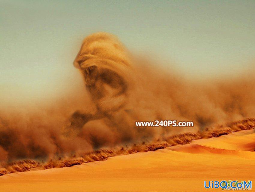 PS壮丽景观合成教程：创意打造凶猛如狂狮的沙尘暴场景。