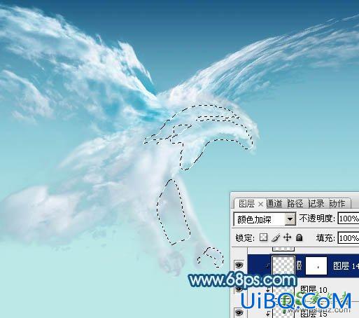 PS创意合成云彩组成的飞鹰图片，天空中的云朵飞鹰霸气图