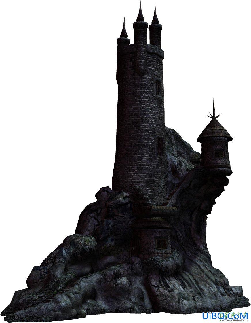 PS合成月光下恐怖风格的古城堡图片，非常慎人的感觉。