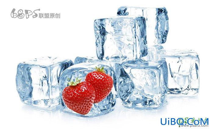 PS合成被冰块冻住的新鲜水果，合成冰冻水果创意图片