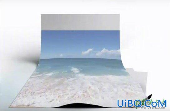 PS创意合成纸张上壮丽的海景图，视野开阔的海洋世界。
