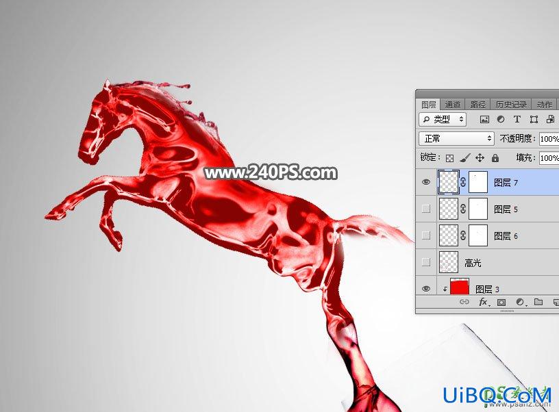 PS创意合成从红酒高脚杯中跃出的骏马，从红酒中窜出水马