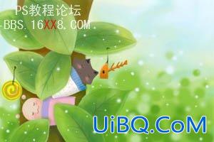 PS鼠绘教程:绿叶童话卡通插画