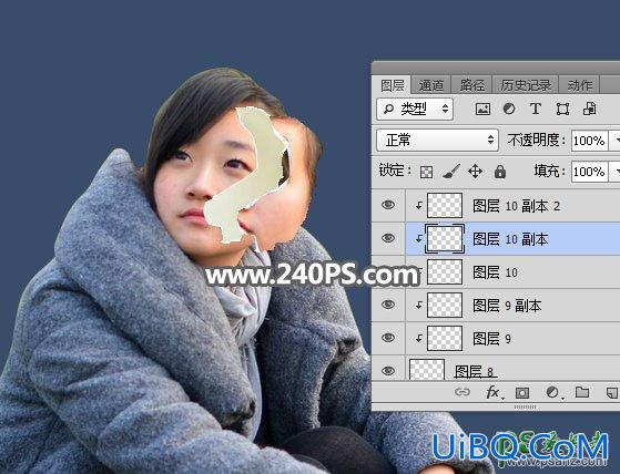 PS给可爱女孩儿照片合成出打碎的人脸效果，真人陶瓷脸