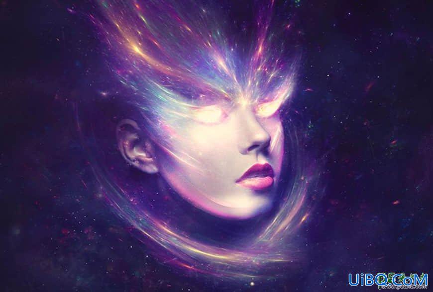 PS合成科幻效果的美女头像，绚丽科幻的星空美女头像。