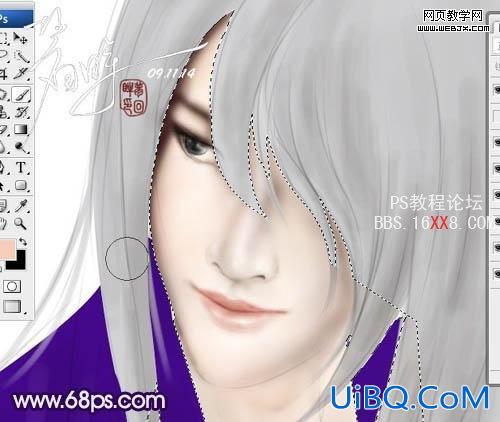 PS鼠绘教程:妖艳的白发帅哥