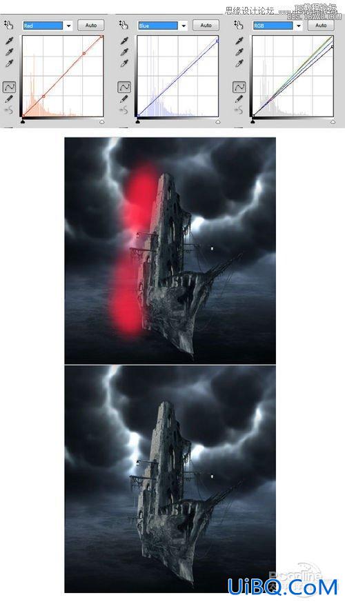 ps合成幽灵鬼船场景