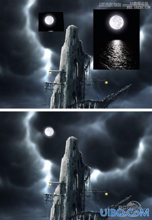 ps合成幽灵鬼船场景