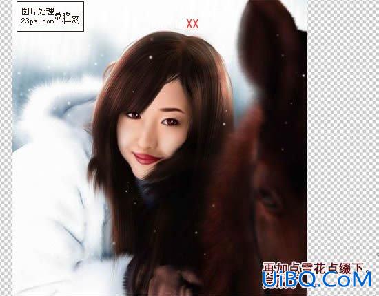 PS鼠绘雪中唯美女孩