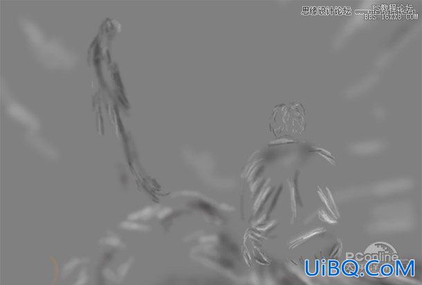 ps合成在枯树下分手的情侣场景