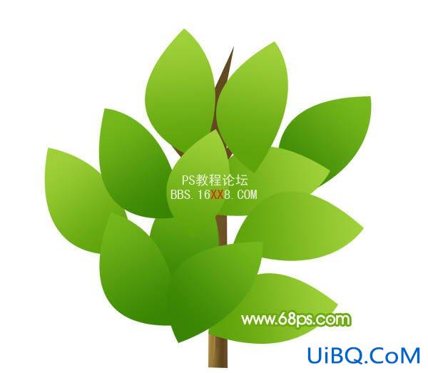PS制作一棵长满绿叶的卡通小树