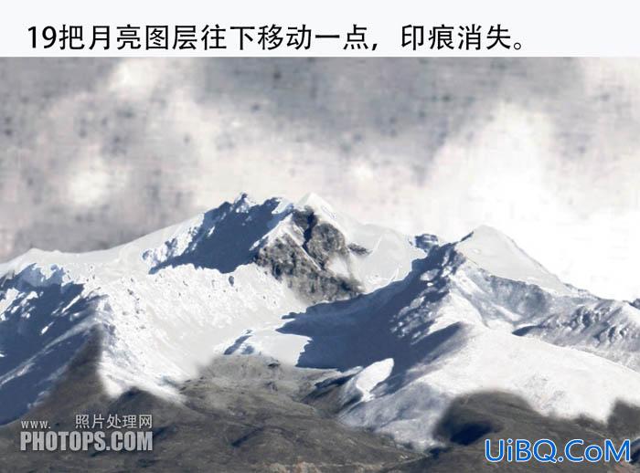 ps cc合成雪山后的月亮场景教程