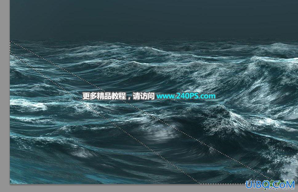 PS创意合成惊涛骇浪中航行的邮轮场景，海浪中的安全航线