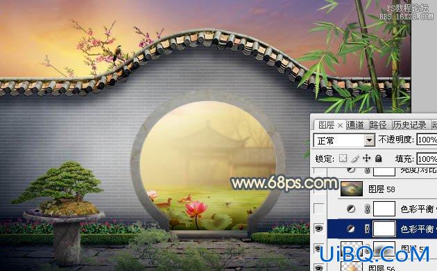 ps素材合成古典园林场景教程