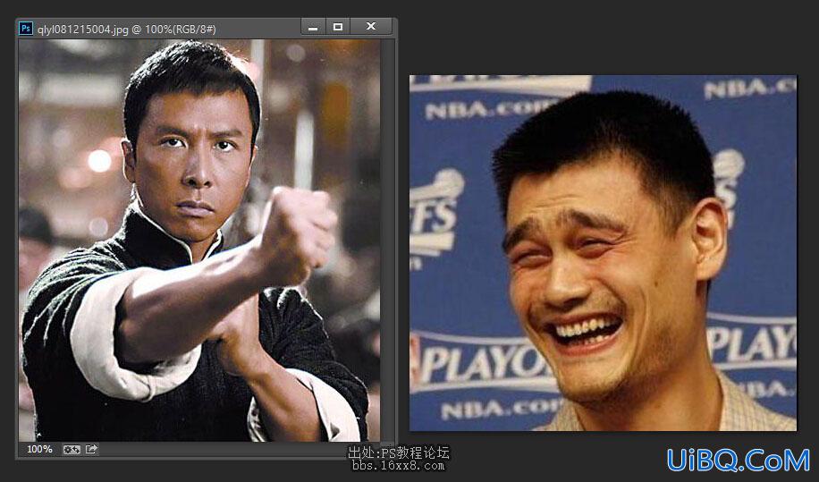 用ps给明星甄子丹合成换上姚明的脸
