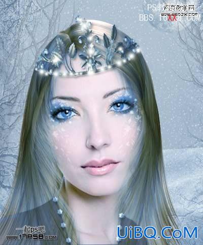 PS打造梦幻的蓝色仿手绘美女