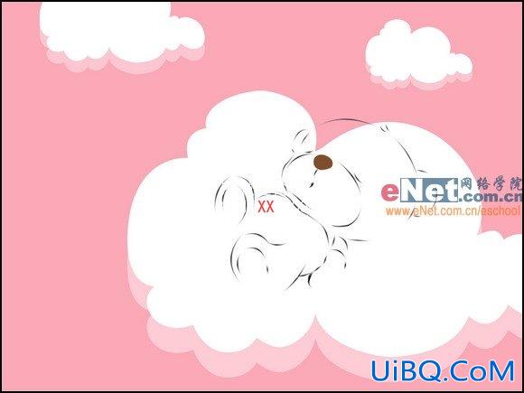 PS鼠绘酣睡可爱的卡通小熊壁纸