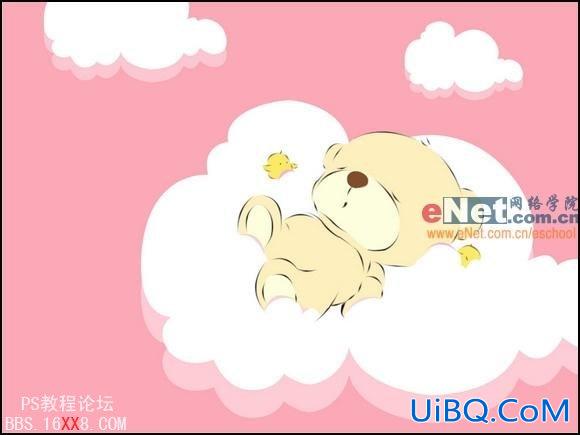 PS鼠绘酣睡可爱的卡通小熊壁纸