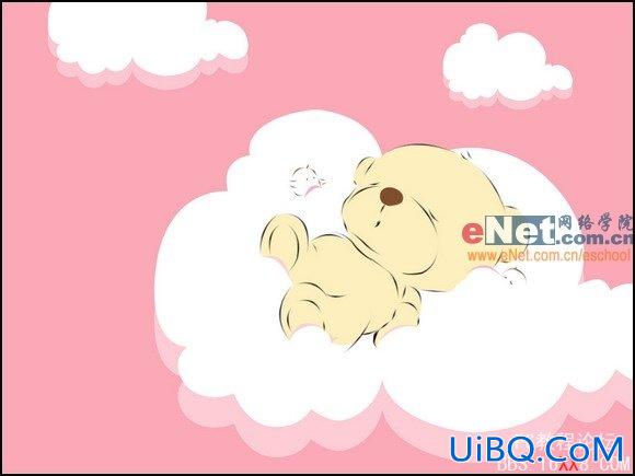 PS鼠绘酣睡可爱的卡通小熊壁纸