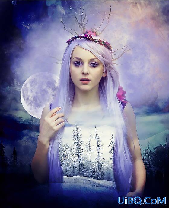 PS创意合成国外唯美月亮女神形象图片，漂亮时尚的月亮姐
