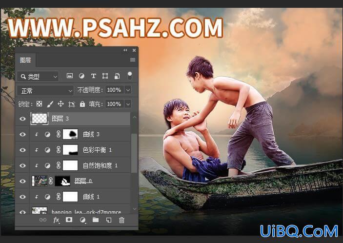 PS创意合成水上嬉戏的小男孩场景，画面非常温馨有意境。