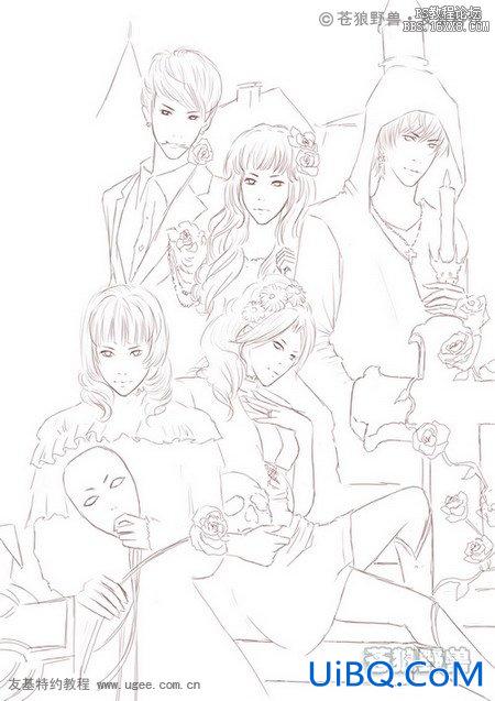 ps绘制吸血鬼家族插画的教程