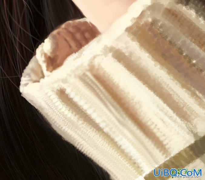 PS鼠绘在餐厅中静静等待的美女图片，Photoshop手绘美女实例教程