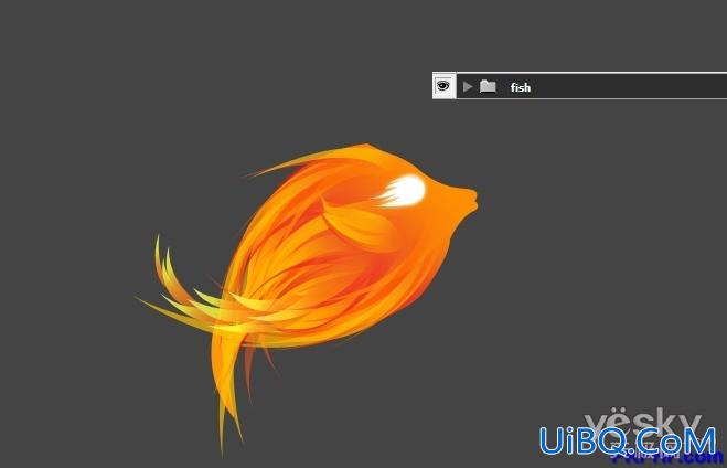ps钢笔工具和渐变绘美丽火焰鱼