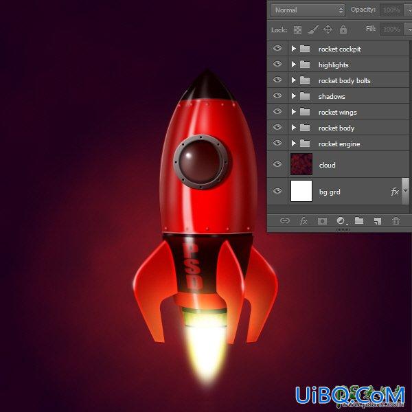 Photoshop中级教程(鼠绘)：手把手教你绘制超炫酷的宇宙飞船失量图素材