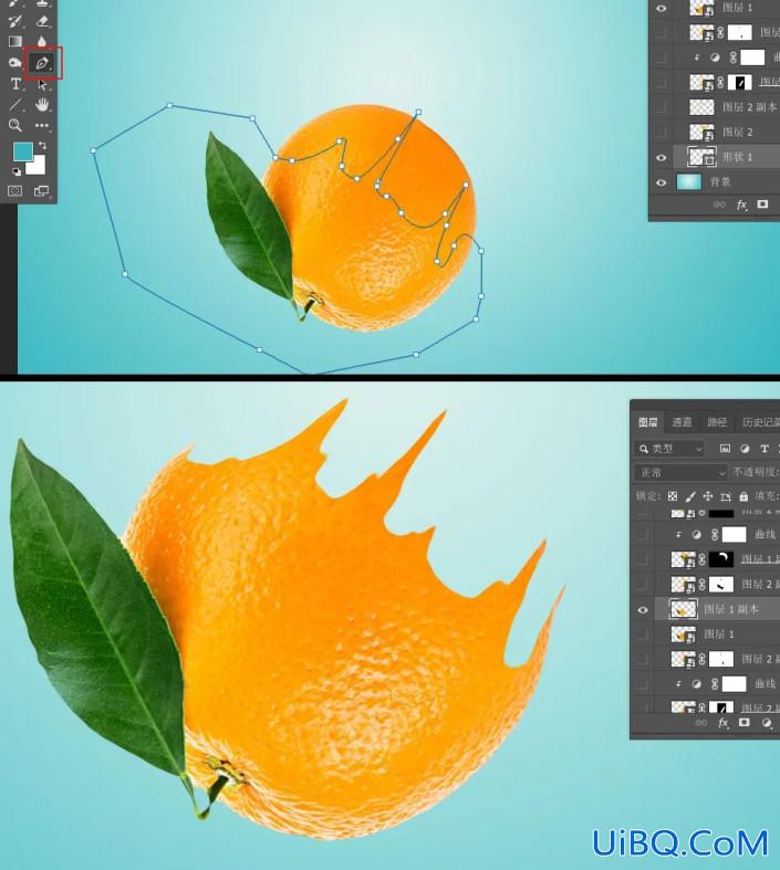 创意合成，在Photoshop中合成一个抽丝效果的橙子