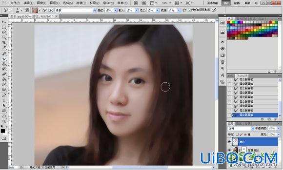 Photoshop美女转手绘教程：把手机美女自拍照制作出水润皮肤仿手绘效果