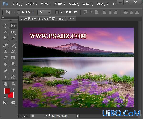 PS合成暗夜里湖水边小女孩儿与月亮亲密接触的场景。