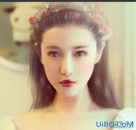 PS给唯美的手机美女照片制作成仿手绘冰美人效果图