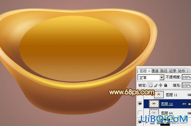 Photoshop鼠绘教程：绘制纯金质感的金元宝失量图-漂亮的金元宝图片